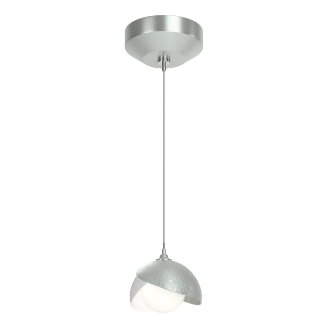 Hubbardton Forge 2022 Vintage Platinum White Opal Glass (GG) Standard Brooklyn Double Shade Low Voltage Mini Pendant