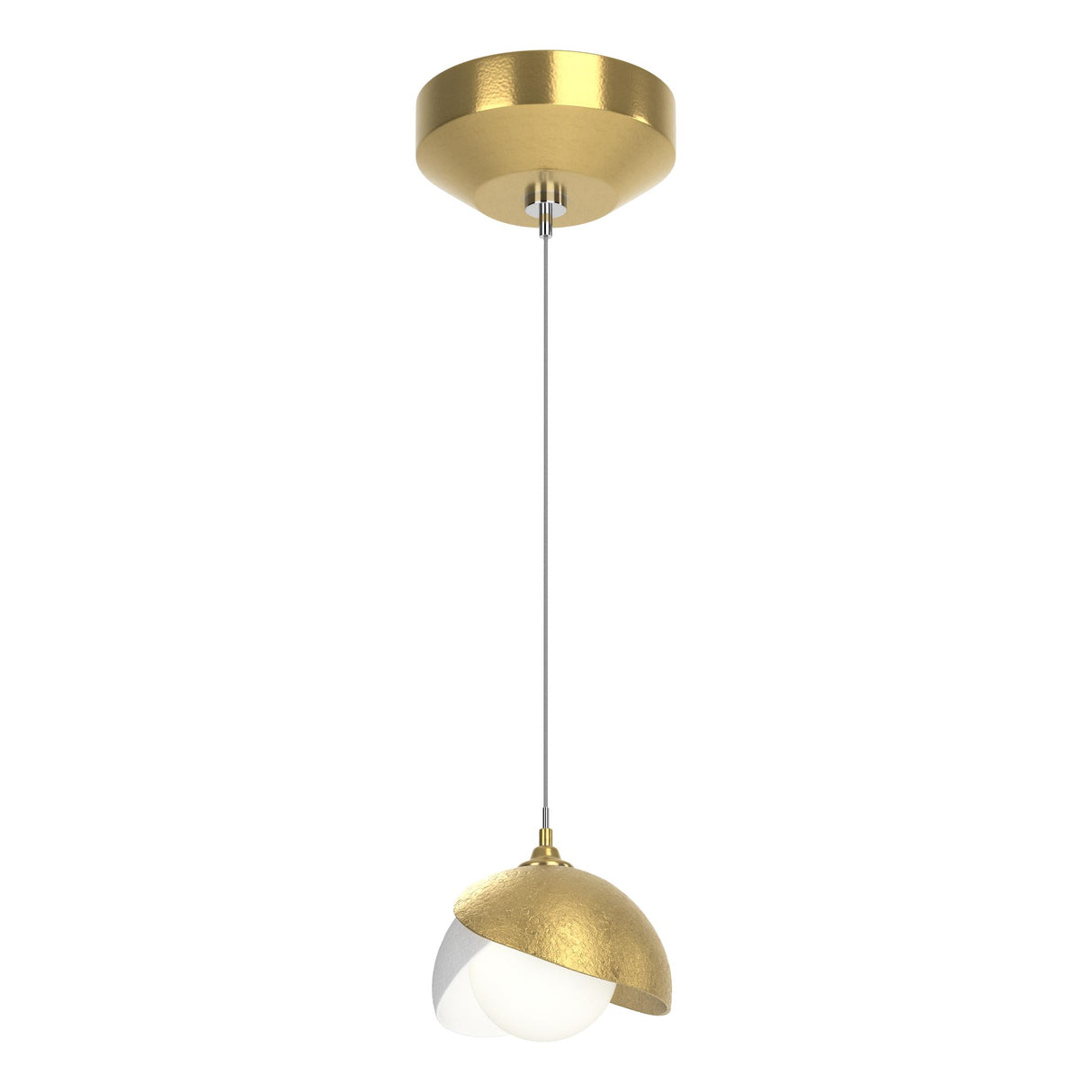 Hubbardton Forge 2022 Modern Brass White Opal Glass (GG) Standard Brooklyn Double Shade Low Voltage Mini Pendant