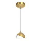 Hubbardton Forge 2022 Modern Brass White Opal Glass (GG) Standard Brooklyn Double Shade Low Voltage Mini Pendant