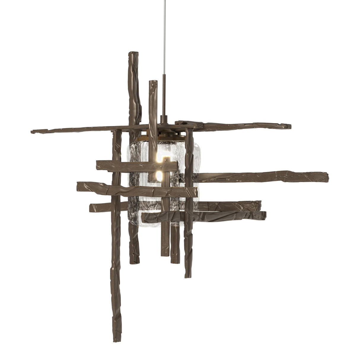 Hubbardton Forge 2022 Bronze Seeded Clear Glass (II) Standard Tura Seeded Glass Low Voltage Mini Pendant