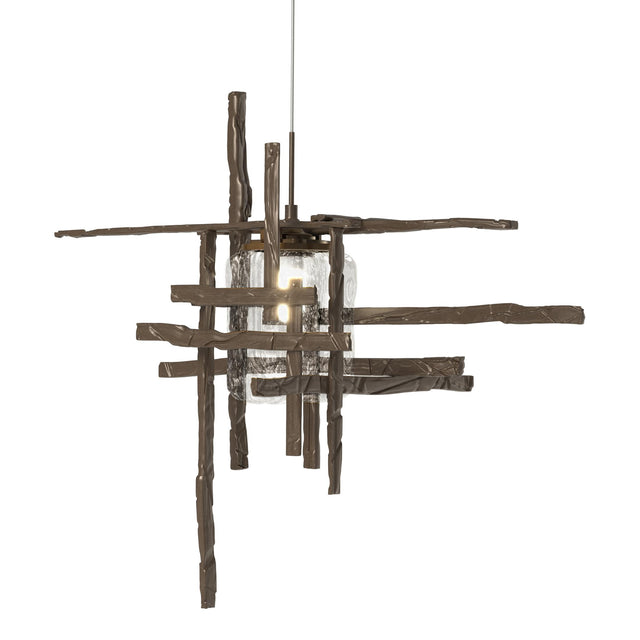 Hubbardton Forge 2022 Bronze Seeded Clear Glass (II) Standard Tura Seeded Glass Low Voltage Mini Pendant