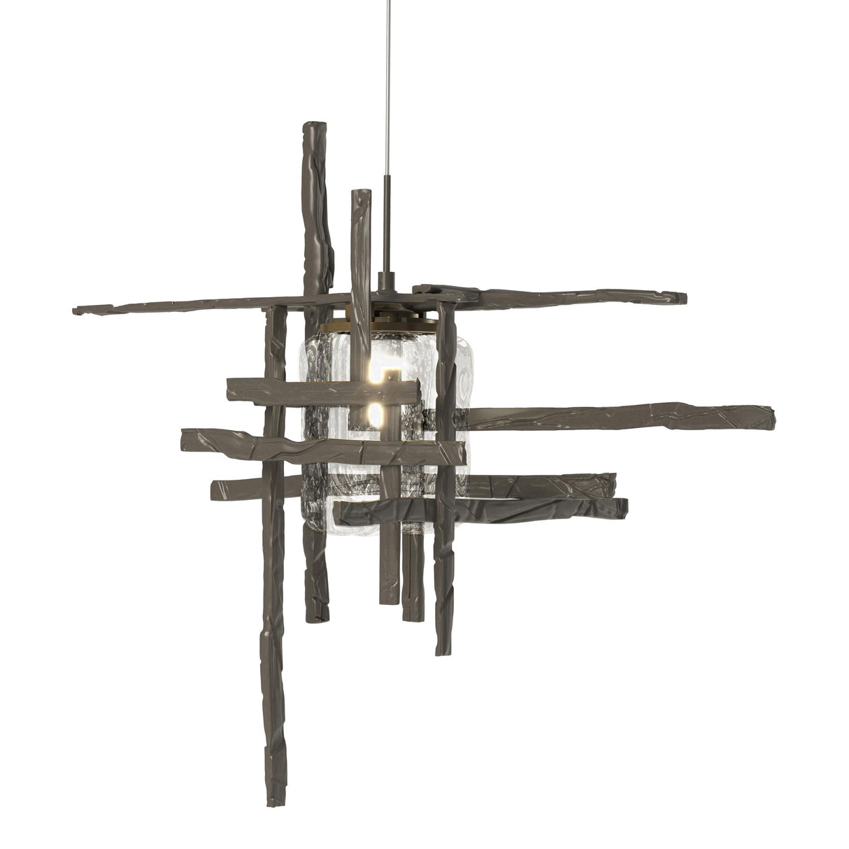 Hubbardton Forge 2022 Dark Smoke Seeded Clear Glass (II) Standard Tura Seeded Glass Low Voltage Mini Pendant