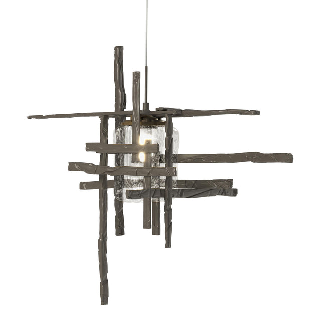 Hubbardton Forge 2022 Dark Smoke Seeded Clear Glass (II) Standard Tura Seeded Glass Low Voltage Mini Pendant