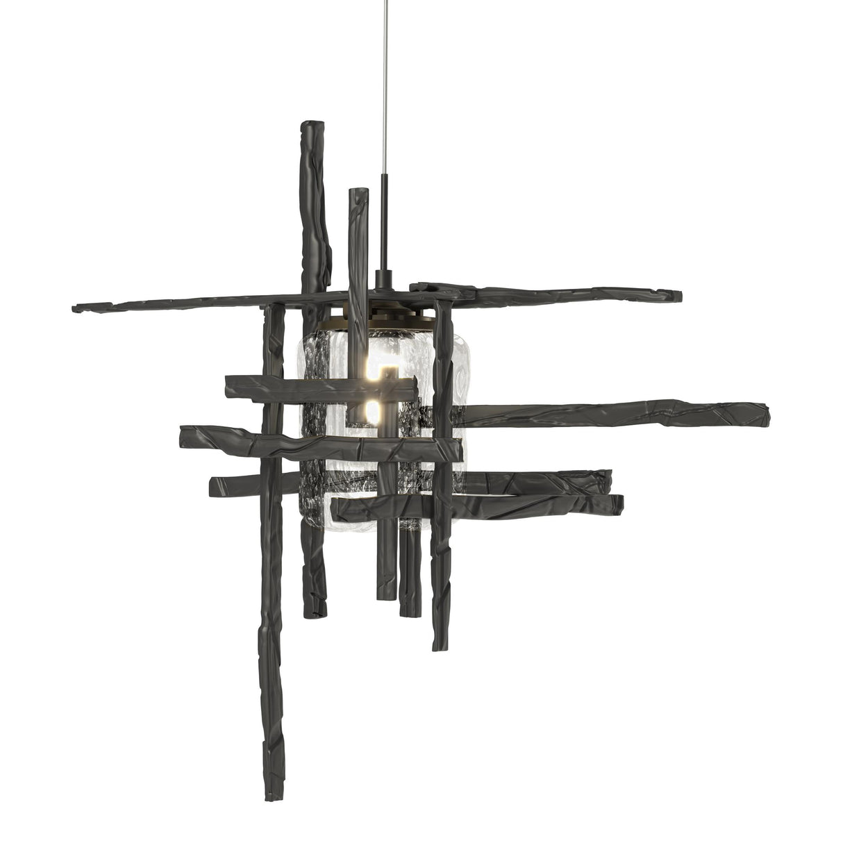 Hubbardton Forge 2022 Black Seeded Clear Glass (II) Standard Tura Seeded Glass Low Voltage Mini Pendant