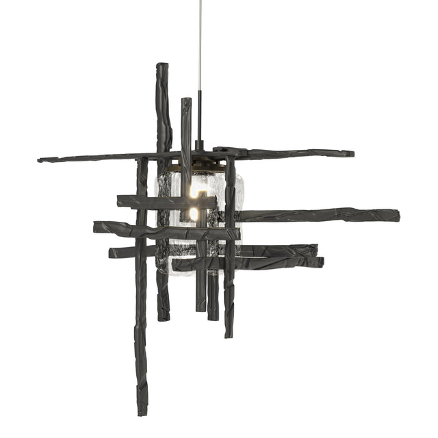Hubbardton Forge 2022 Black Seeded Clear Glass (II) Standard Tura Seeded Glass Low Voltage Mini Pendant