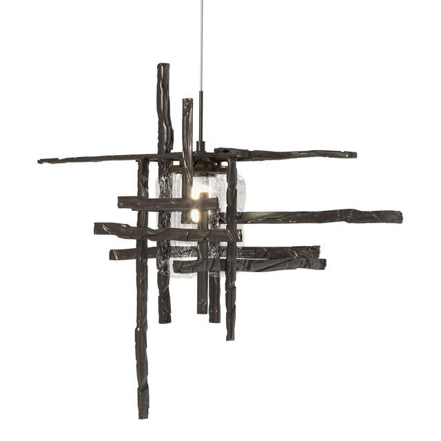 Hubbardton Forge 2022 Oil Rubbed Bronze Seeded Clear Glass (II) Standard Tura Seeded Glass Low Voltage Mini Pendant