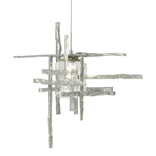 Hubbardton Forge 2022 Vintage Platinum Seeded Clear Glass (II) Standard Tura Seeded Glass Low Voltage Mini Pendant