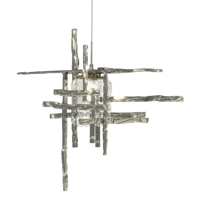 Hubbardton Forge 2022 Sterling Seeded Clear Glass (II) Standard Tura Seeded Glass Low Voltage Mini Pendant