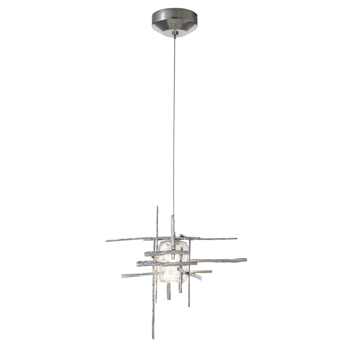 Hubbardton Forge 2022 Sterling Seeded Clear Glass (II) Standard Tura Seeded Glass Low Voltage Mini Pendant