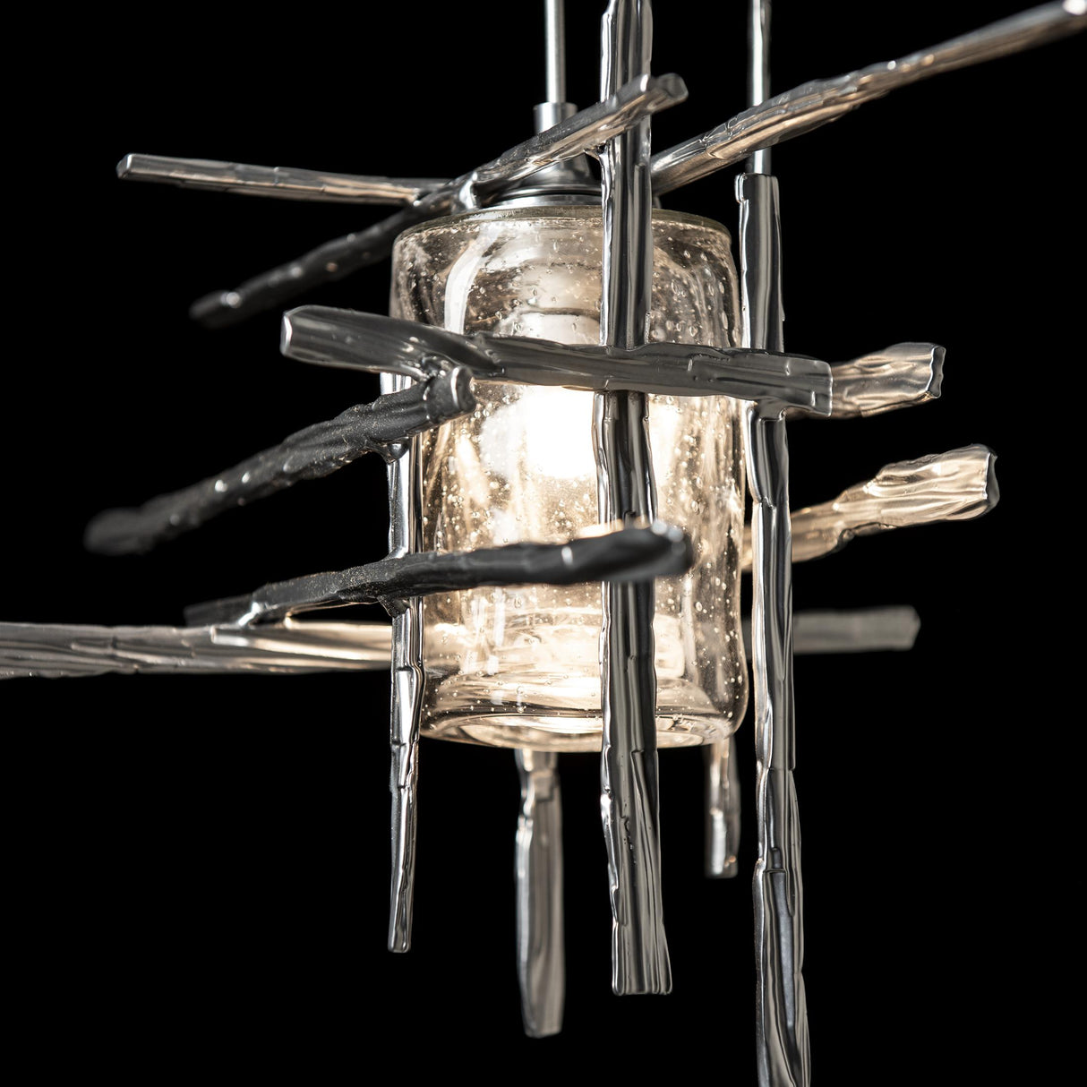 Hubbardton Forge 2022 Sterling Seeded Clear Glass (II) Standard Tura Seeded Glass Low Voltage Mini Pendant