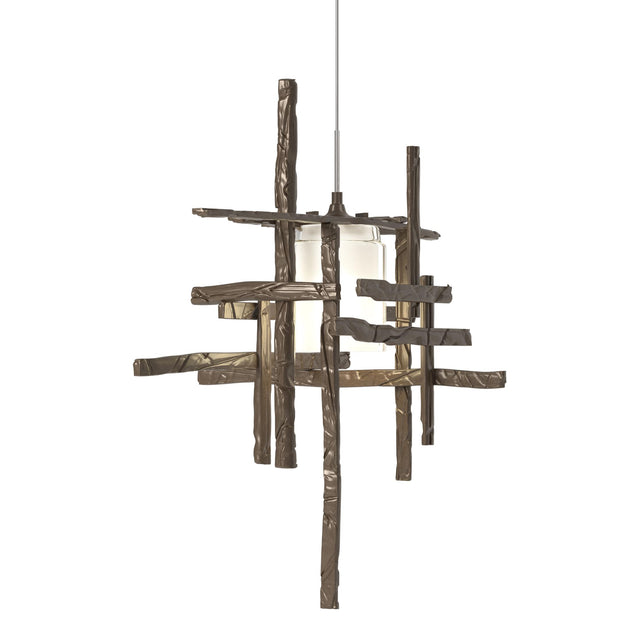 Hubbardton Forge 2022 Bronze Cast Glass (YC) Standard Tura Frosted Glass Low Voltage Mini Pendant