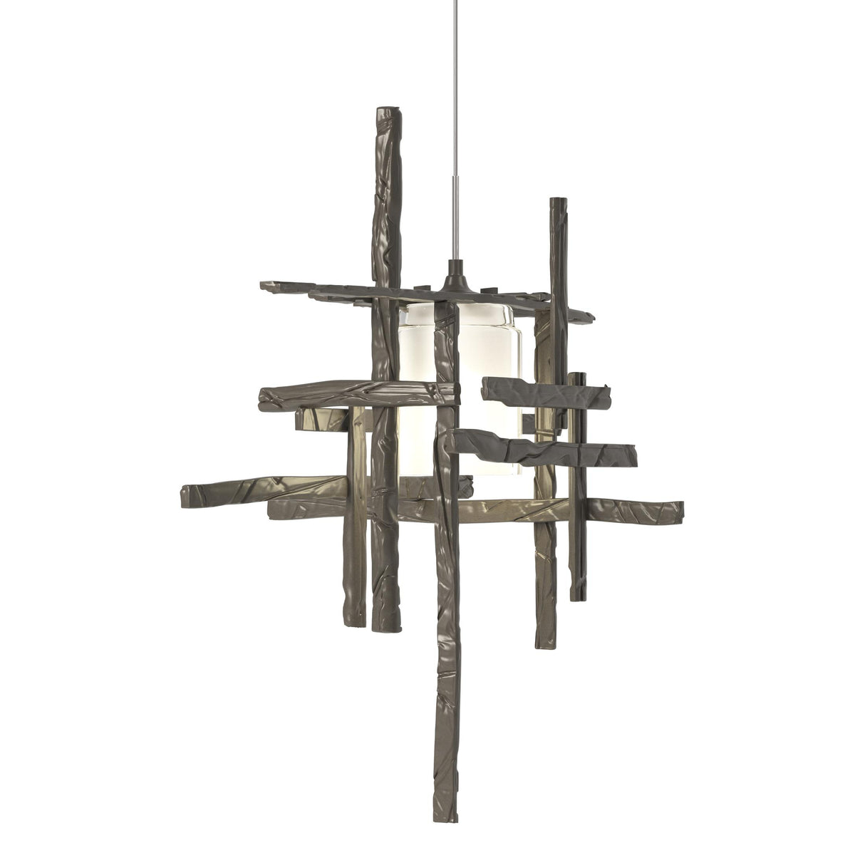 Hubbardton Forge 2022 Dark Smoke Cast Glass (YC) Standard Tura Frosted Glass Low Voltage Mini Pendant