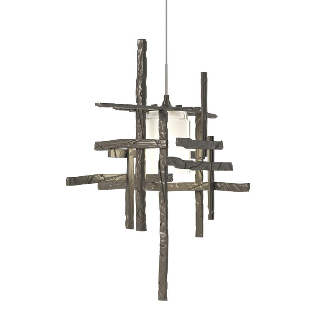 Hubbardton Forge 2022 Dark Smoke Cast Glass (YC) Standard Tura Frosted Glass Low Voltage Mini Pendant