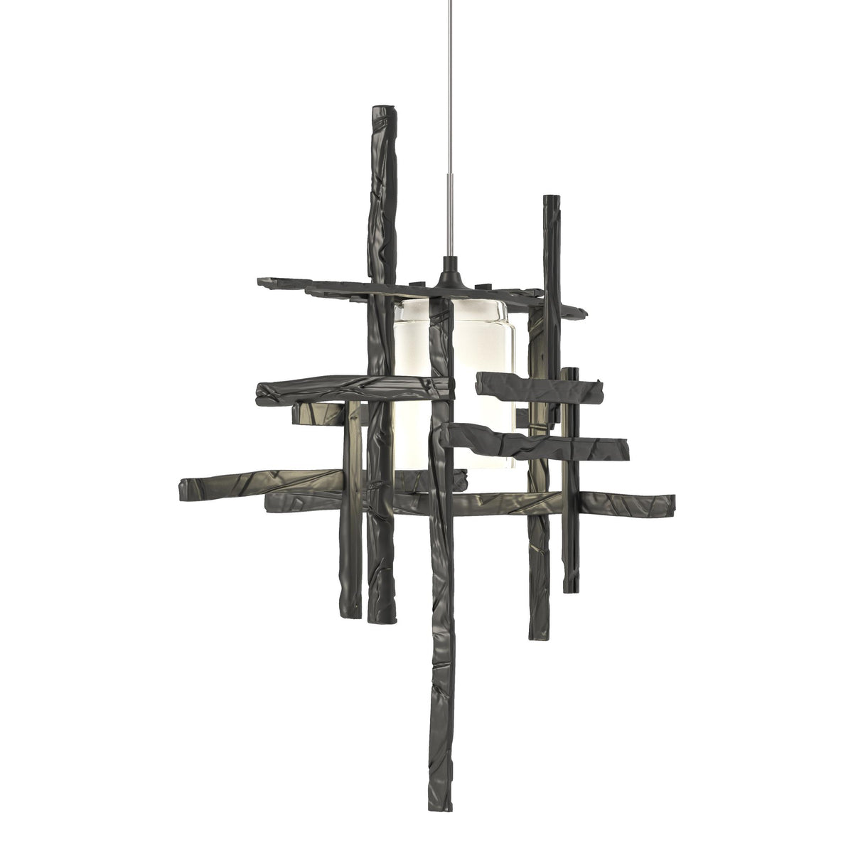 Hubbardton Forge 2022 Black Cast Glass (YC) Standard Tura Frosted Glass Low Voltage Mini Pendant