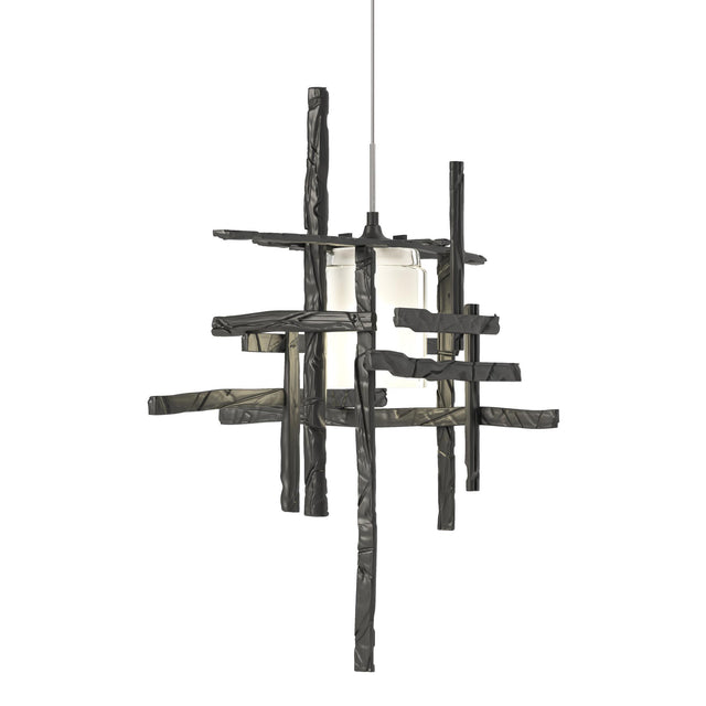 Hubbardton Forge 2022 Black Cast Glass (YC) Standard Tura Frosted Glass Low Voltage Mini Pendant