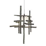Hubbardton Forge 2022 Natural Iron Cast Glass (YC) Standard Tura Frosted Glass Low Voltage Mini Pendant