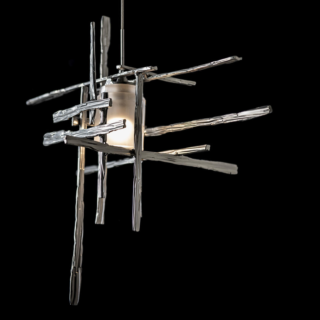 Hubbardton Forge 2022 Sterling Cast Glass (YC) Standard Tura Frosted Glass Low Voltage Mini Pendant