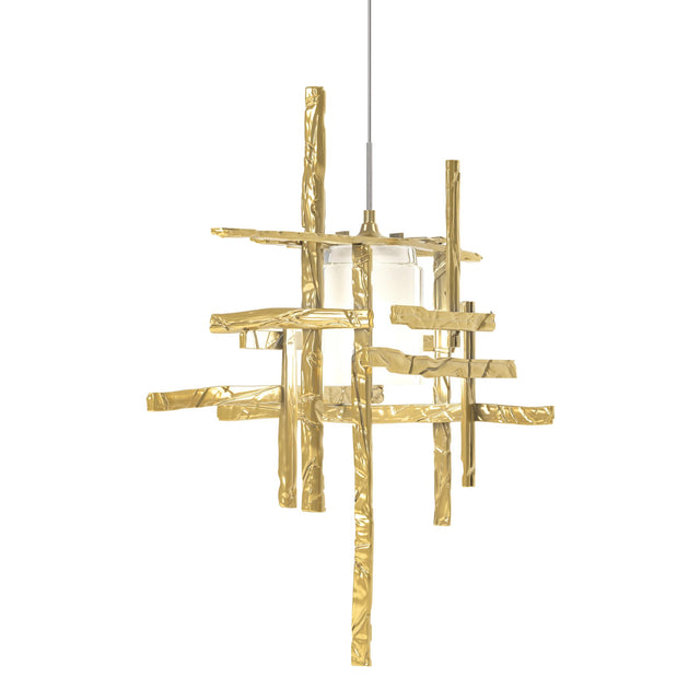 Hubbardton Forge 2022 Modern Brass Cast Glass (YC) Standard Tura Frosted Glass Low Voltage Mini Pendant