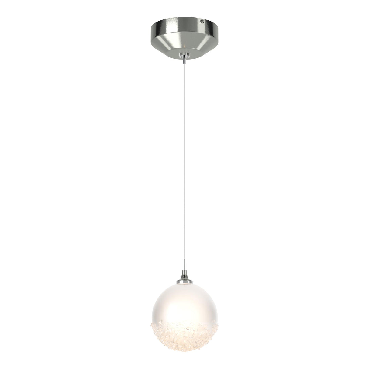 Hubbardton Forge 2023 Sterling Frosted Glass (FD) Standard Fritz Globe 1-Light Mini Pendant