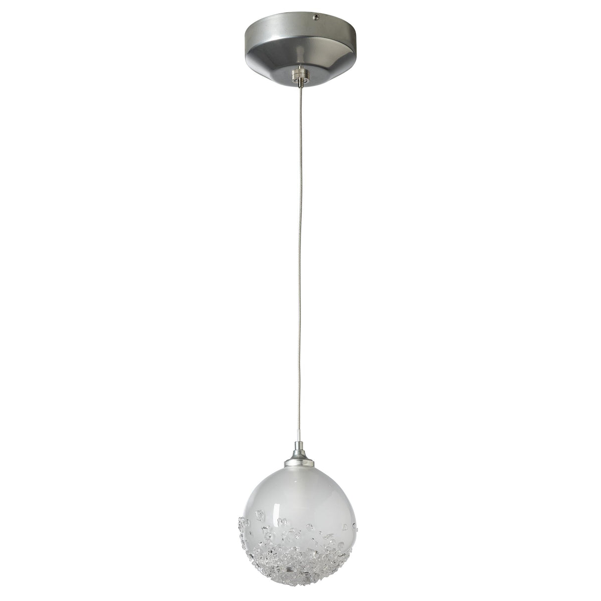 Hubbardton Forge 2023 Sterling Frosted Glass (FD) Standard Fritz Globe 1-Light Mini Pendant