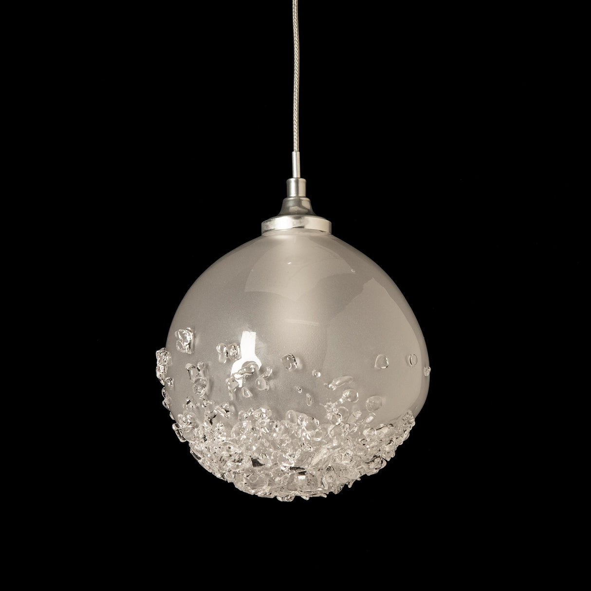 Hubbardton Forge 2023 Sterling Frosted Glass (FD) Standard Fritz Globe 1-Light Mini Pendant