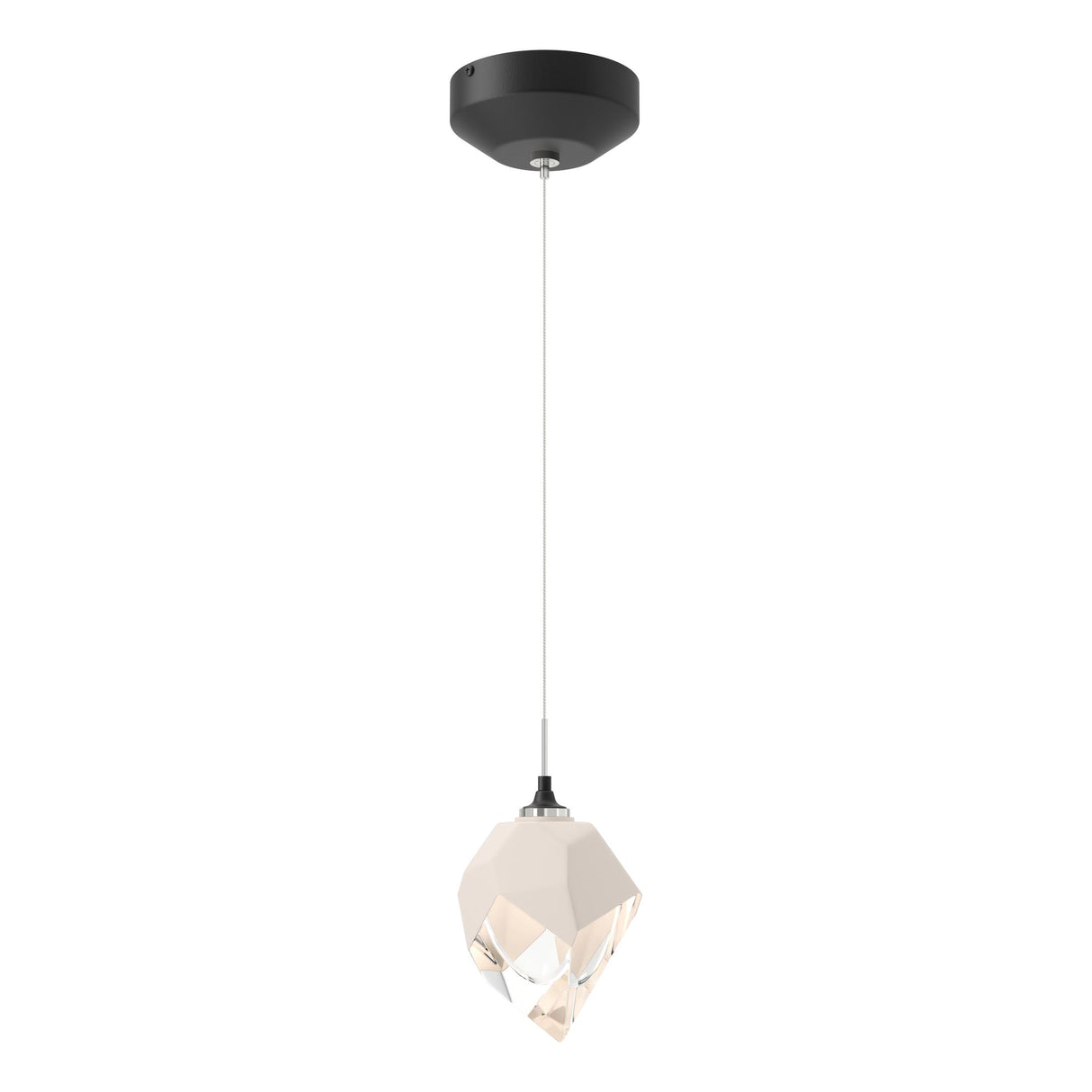 Hubbardton Forge 2023 Black White Crystal (WP) Standard Chrysalis 1-Light Small Pendant