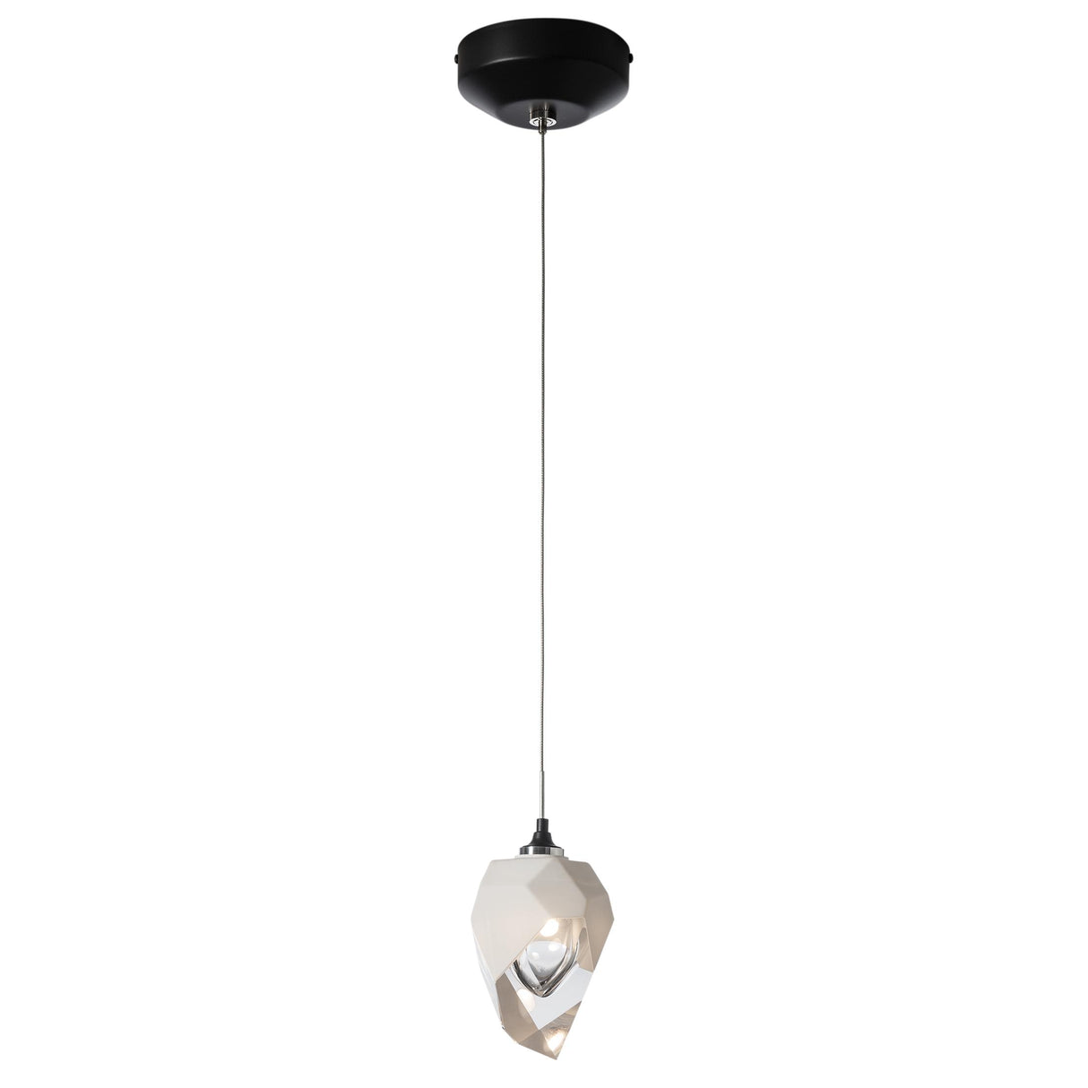 Hubbardton Forge 2023 Black White Crystal (WP) Standard Chrysalis 1-Light Small Pendant
