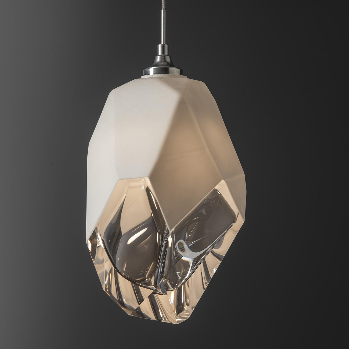Hubbardton Forge 2023 Sterling White Crystal (WP) Standard Chrysalis 1-Light Large Pendant