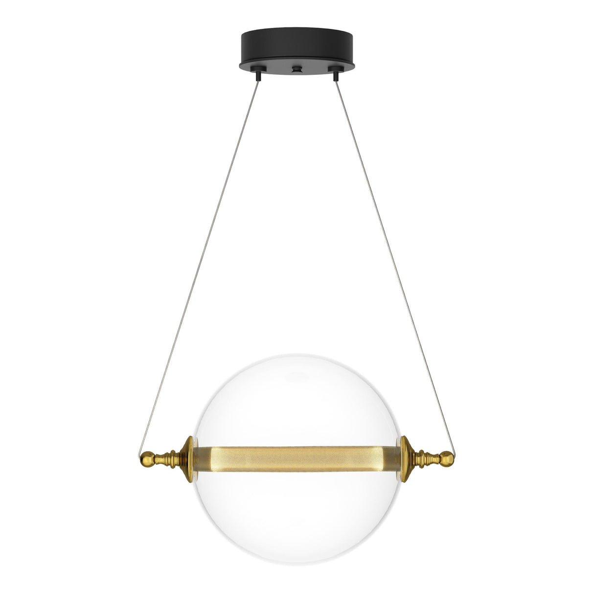 Hubbardton Forge 2017 Black with Brass Accents Clear Glass with Stainless Steel Mesh Tube (YT) Standard Otto Sphere Low Voltage Mini Pendant