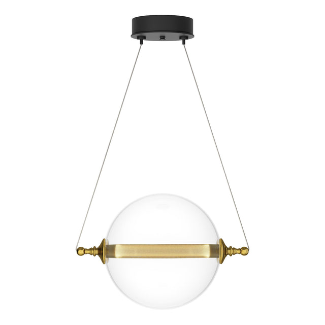 Hubbardton Forge 2017 Black with Brass Accents Clear Glass with Stainless Steel Mesh Tube (YT) Standard Otto Sphere Low Voltage Mini Pendant