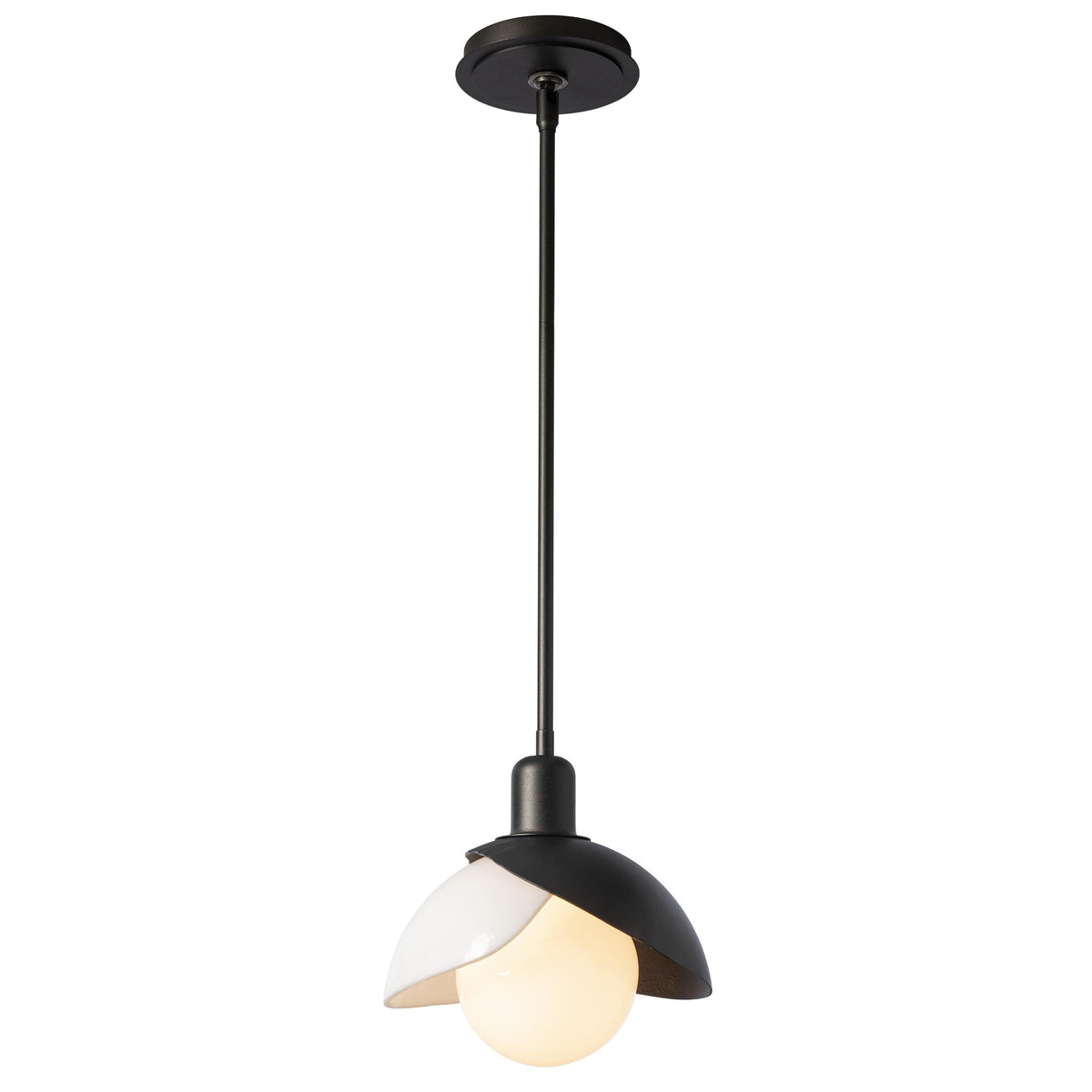 Hubbardton Forge 2023 Oil Rubbed Bronze White Art Glass (BB) Multi Brooklyn Double Shade Art Glass Mini Pendant