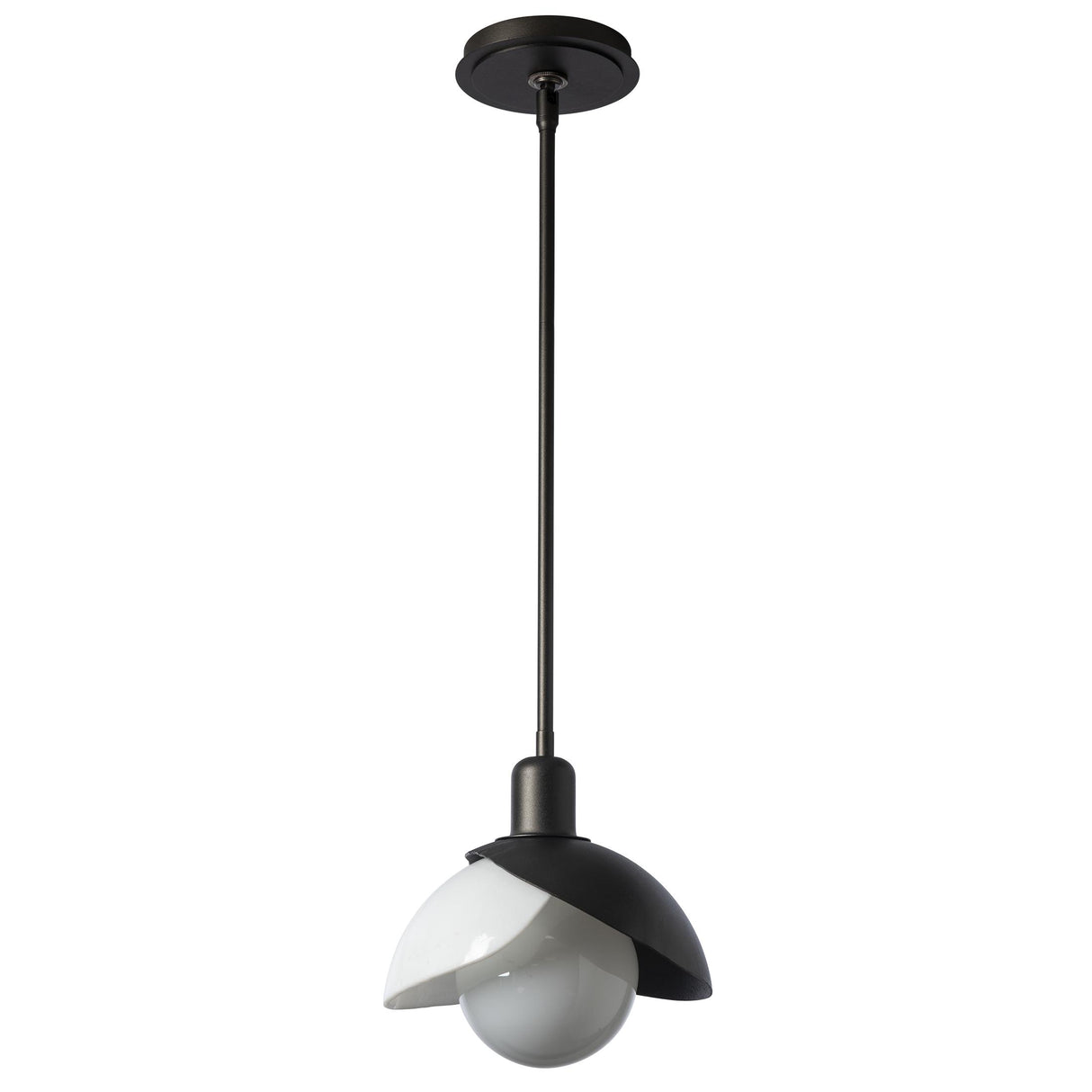 Hubbardton Forge 2023 Oil Rubbed Bronze White Art Glass (BB) Multi Brooklyn Double Shade Art Glass Mini Pendant