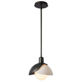 Hubbardton Forge 2023 Oil Rubbed Bronze White Art Glass (BB) Multi Brooklyn Double Shade Art Glass Mini Pendant