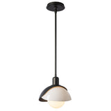 Hubbardton Forge 2023 Oil Rubbed Bronze White Art Glass (BB) Multi Brooklyn Double Shade Art Glass Mini Pendant