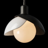 Hubbardton Forge 2023 Oil Rubbed Bronze White Art Glass (BB) Multi Brooklyn Double Shade Art Glass Mini Pendant