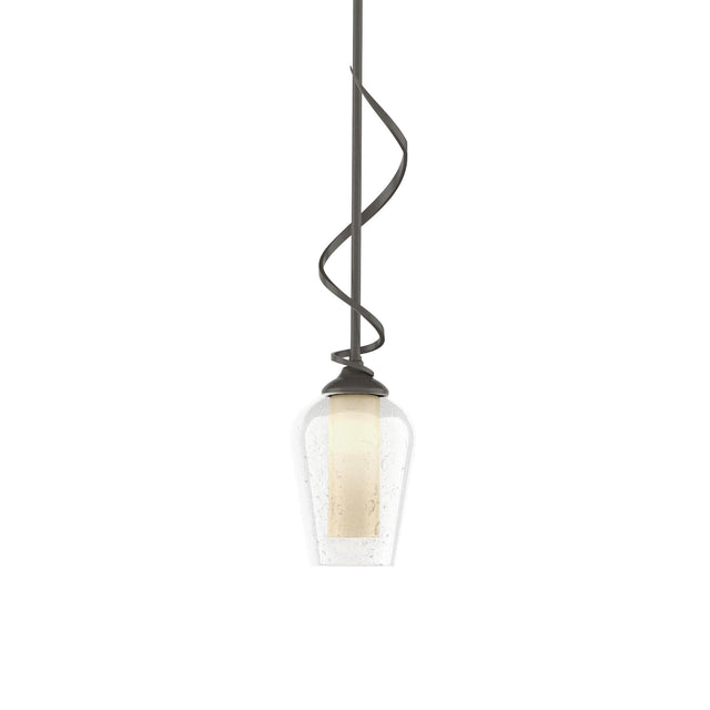 Hubbardton Forge 2011 Dark Smoke Seeded Glass with Opal Diffuser (ZS) Multi Flora Down Light Mini Pendant