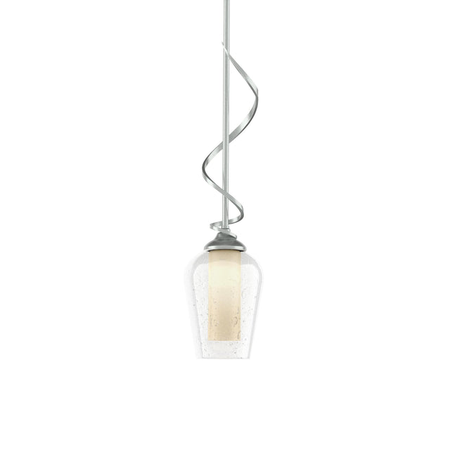 Hubbardton Forge 2011 Vintage Platinum Seeded Glass with Opal Diffuser (ZS) Multi Flora Down Light Mini Pendant