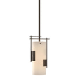 Hubbardton Forge 2004 Bronze Opal Glass (GG) Multi Fullered Impressions Mini Pendant