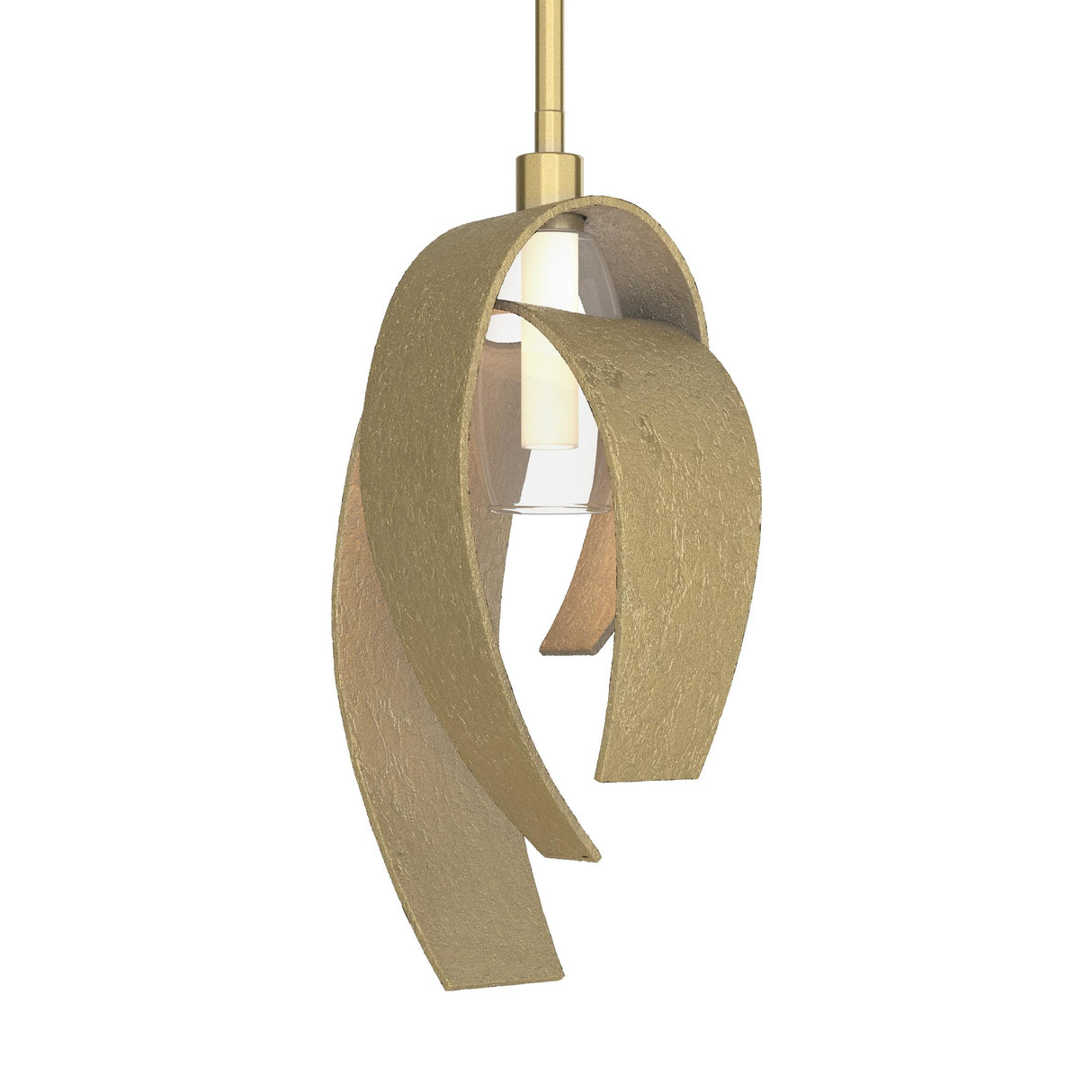 Hubbardton Forge 2014 Modern Brass Clear Glass with Frosted Diffuser (YE) Multi Corona Large Mini Pendant