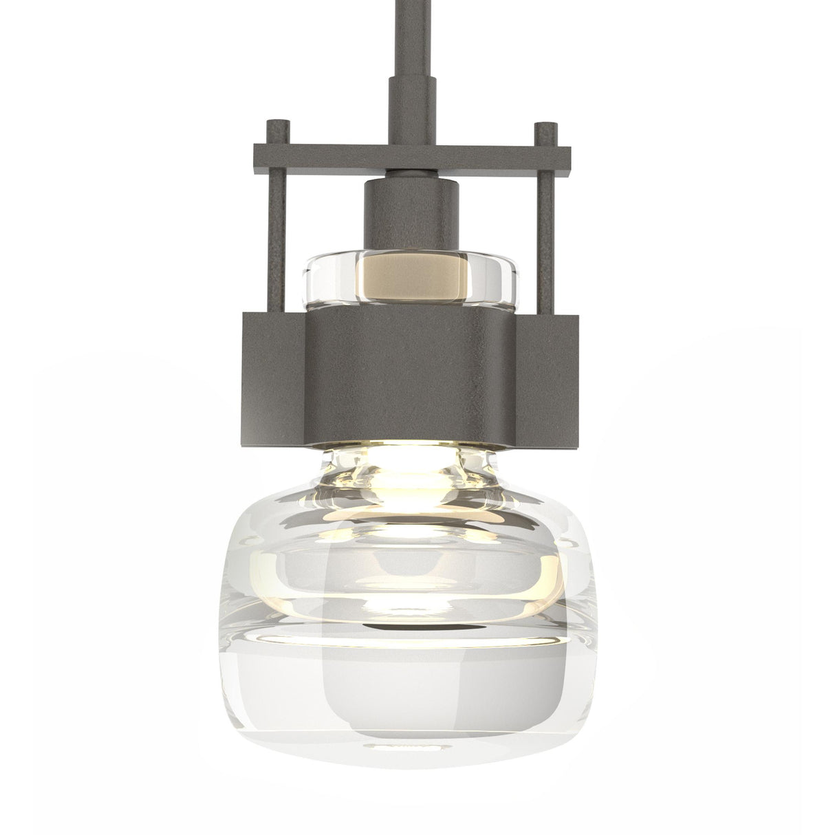Hubbardton Forge 2016 Dark Smoke Clear Glass (ZM) Multi Cuff Large Mini Pendant