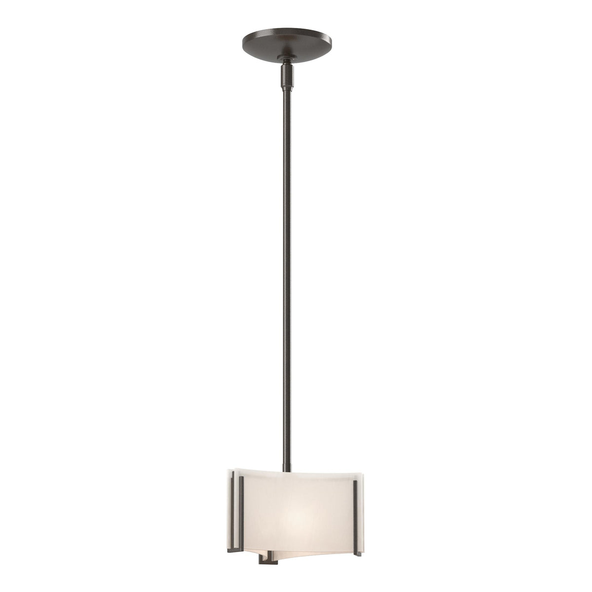 Hubbardton Forge 2008 Oil Rubbed Bronze White Art Glass (BB) Multi Exos Delta Mini Pendant