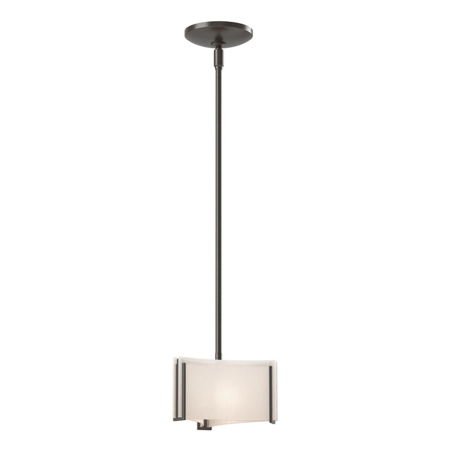 Hubbardton Forge 2008 Oil Rubbed Bronze White Art Glass (BB) Multi Exos Delta Mini Pendant