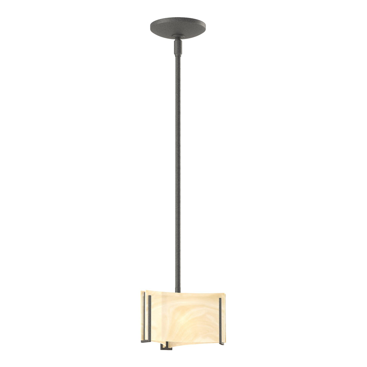 Hubbardton Forge 2008 Natural Iron Amber Swirl Glass (AA) Multi Exos Delta Mini Pendant