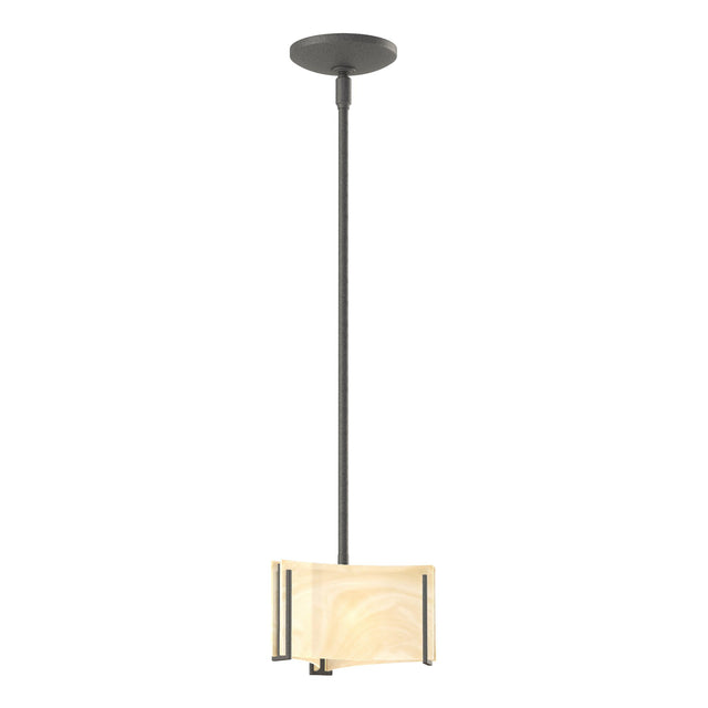 Hubbardton Forge 2008 Natural Iron Amber Swirl Glass (AA) Multi Exos Delta Mini Pendant