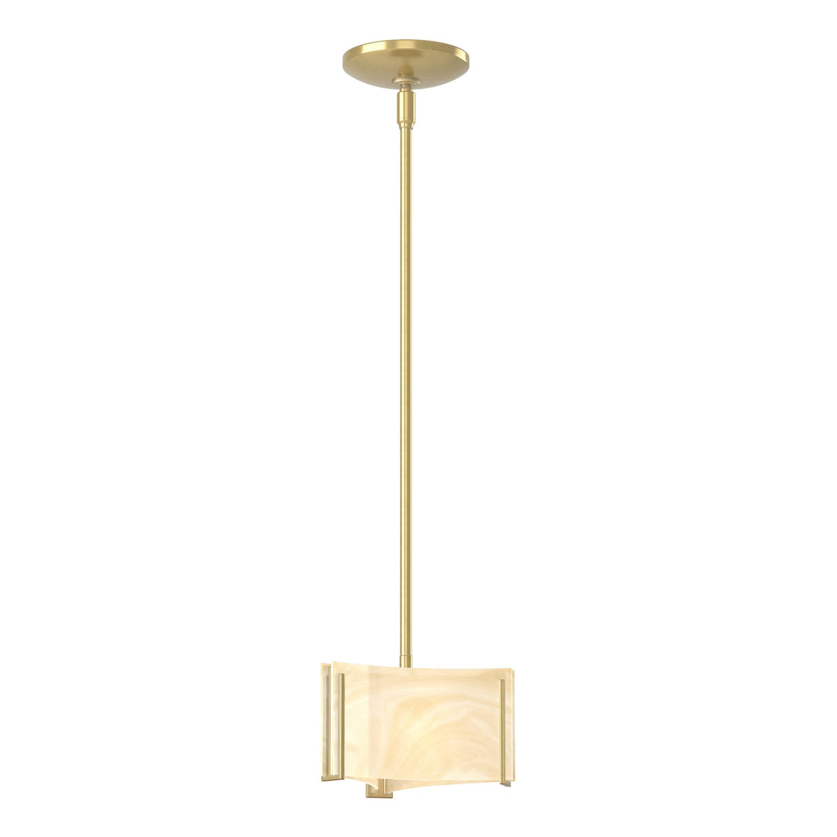 Hubbardton Forge 2008 Modern Brass Amber Swirl Glass (AA) Multi Exos Delta Mini Pendant
