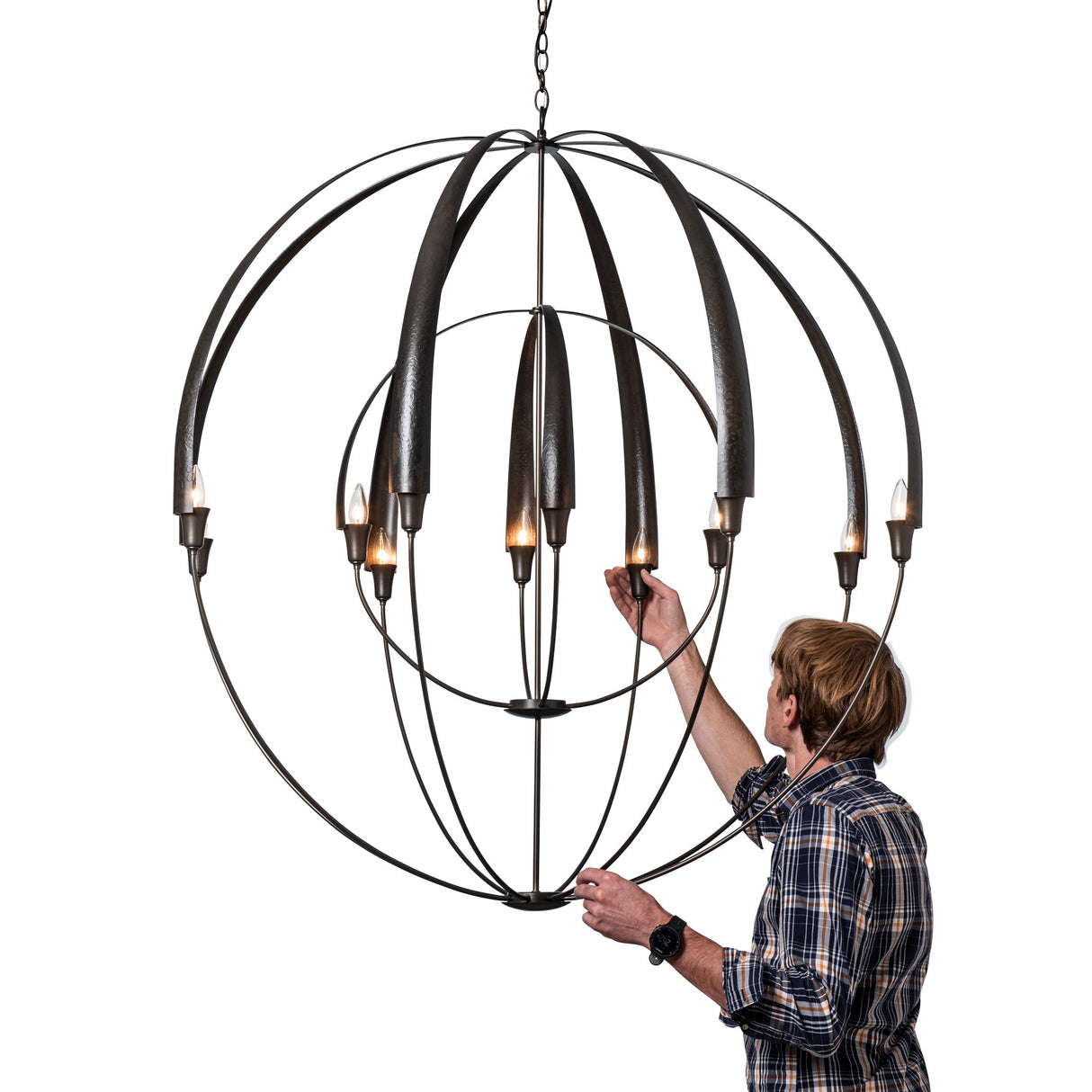 Hubbardton Forge 2016 Dark Smoke Double Cirque Large Scale Chandelier