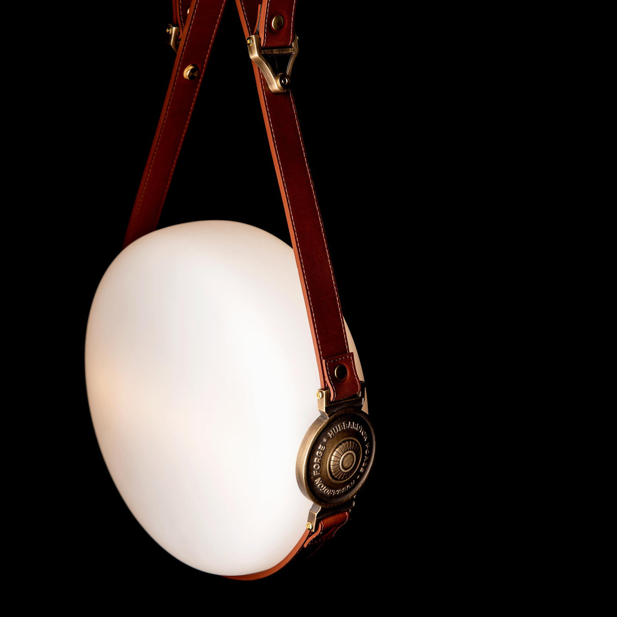 Hubbardton Forge 2020 Black Antique Brass British Brown Leather Hubbardton forge Branded Plate Opal Glass (GG) Derby LED Sconce