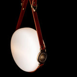 Hubbardton Forge 2020 Black Antique Brass British Brown Leather Hubbardton forge Branded Plate Opal Glass (GG) Derby LED Sconce
