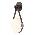 Hubbardton Forge 2020 Black Polished Nickel British Brown Leather Hubbardton forge Branded Plate Opal Glass (GG) Derby LED Sconce
