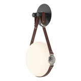Hubbardton Forge 2020 Black Polished Nickel British Brown Leather Hubbardton forge Branded Plate Opal Glass (GG) Derby LED Sconce